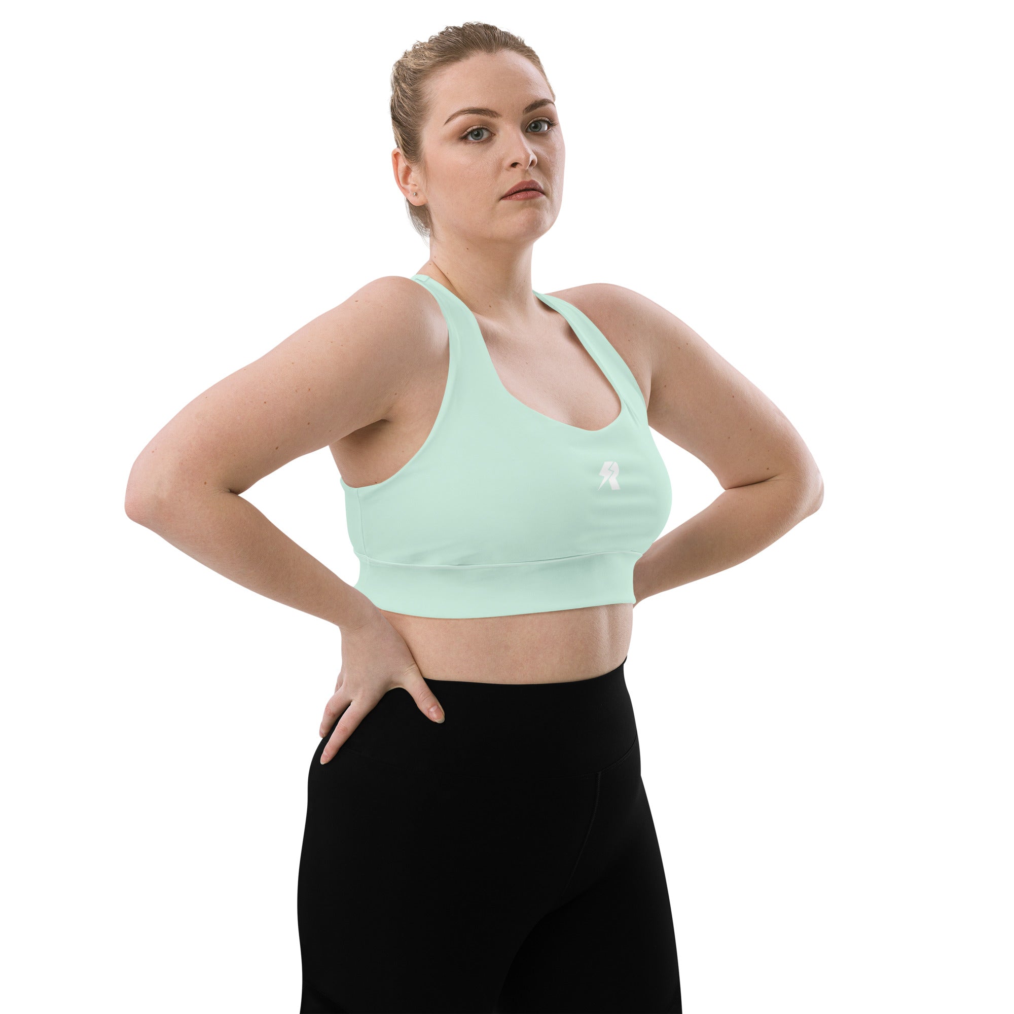 SHE REBEL - Peppermint Green Longline Sports Bra